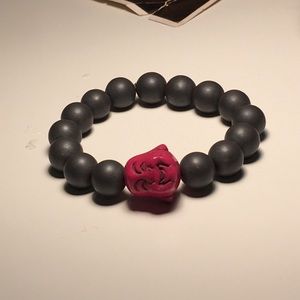 Matte hematite Buddha bracelet